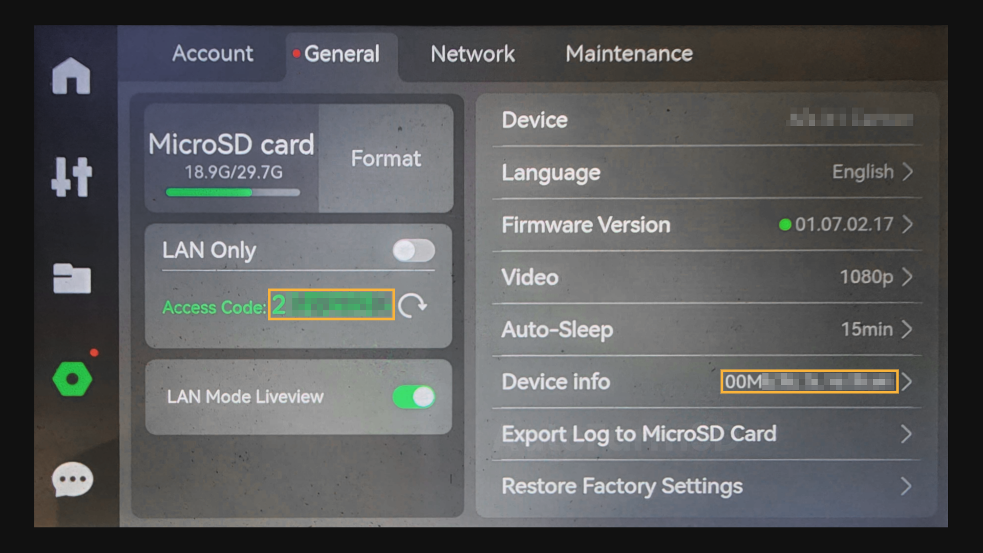 Serial Number and Access Code